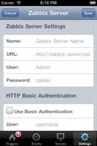 Zabbix Server Settings