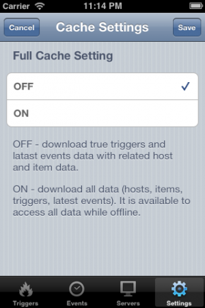 Cache setting